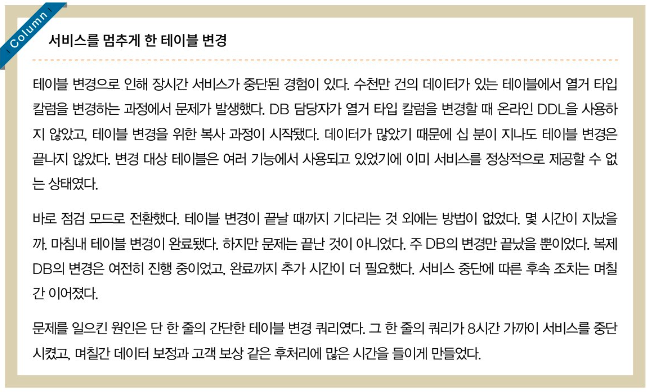 테이블 변경 주의사항